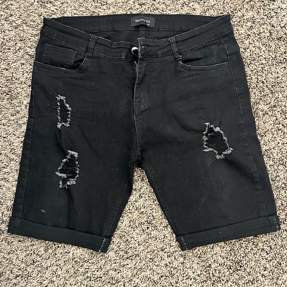 Original Design collection Black Distressed Denim Shorts